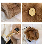 EVERY FASHION Plush Faux Fur Tote Bag with Top Handles