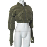 MB FASHION Cropped Puffer Jacket with Extended Sleeve Detail 405