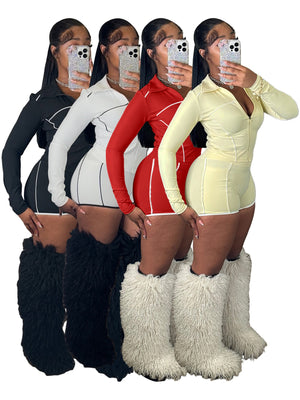 MB FASHION Two Piece Workout Set - Cropped Zip-Up Jacket & High Waisted Biker Shorts 5103