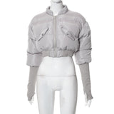 MB FASHION Cropped Puffer Jacket with Extended Sleeve Detail 405