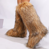 EVERY FASHION Knee-High Faux Fur Boots 008 TY