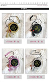 Every Fashion Clock Face Round Glitter Handbag with Tassel Accent