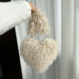 Every Fashion Fluffy Heart-Shaped Faux Fur Shoulder Bag
