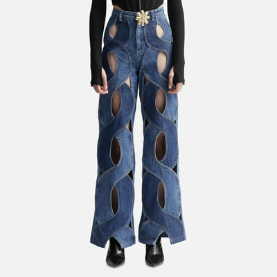 MB FASHION High-Waisted Cut-Out Flare Jeans 9125LY