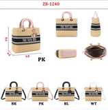 Every Fashion Straw Tote Bag with detachable strap 1240