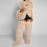 EVERY FASHION Round Shaggy Faux Fur Handbag