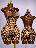 MB FASHION Sexy Halter Neck Crisscross Cutout Romper 6105