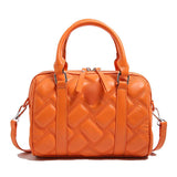 EVERY FASHION Quilted Barrel Satchel with Dual Handles and Crossbody Strap