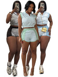 Every Fashion Sleeveless Cropped Polo Top & Matching Shorts Two-Piece Set 6026