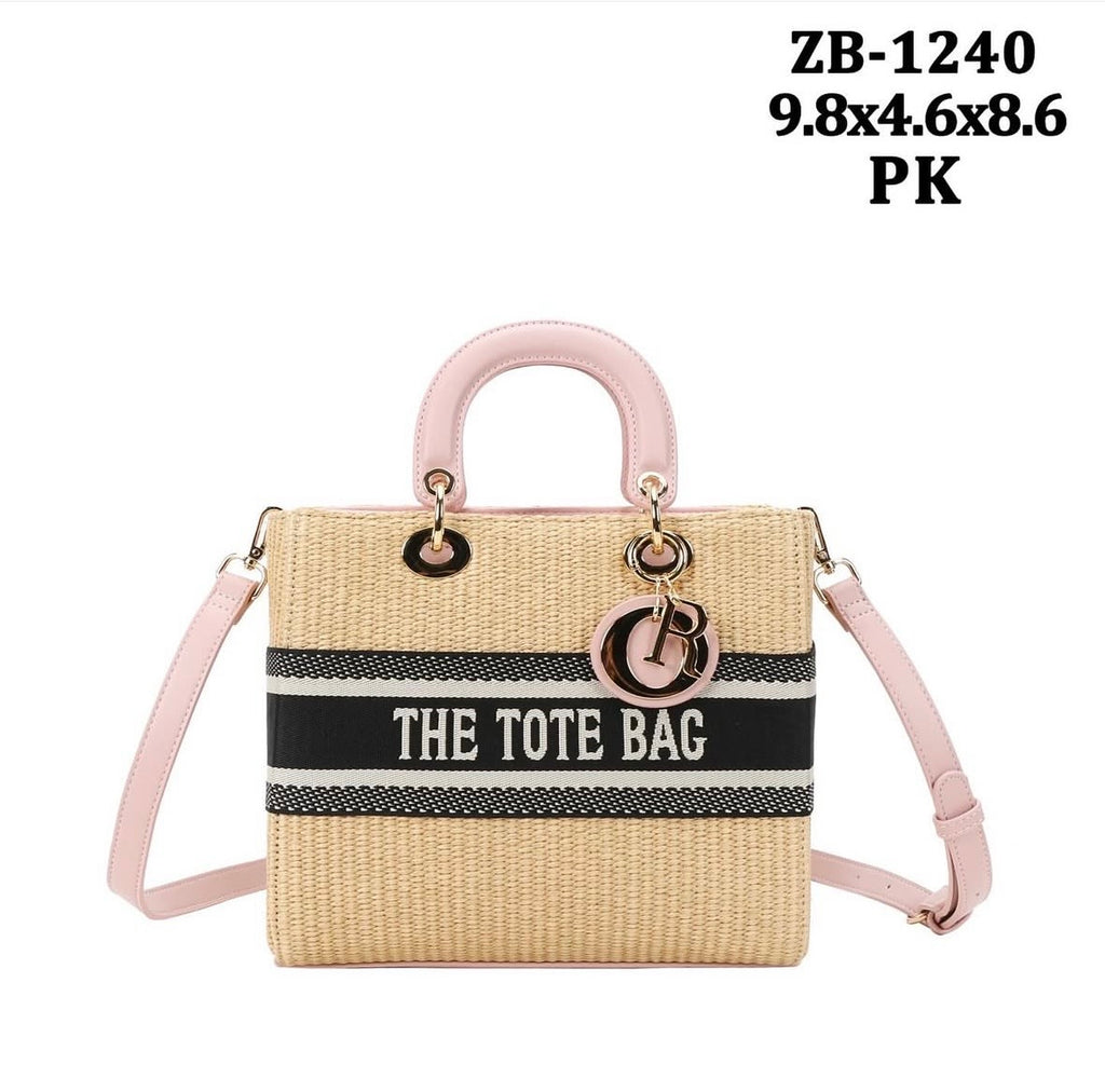 Every Fashion Straw Tote Bag with detachable strap 1240