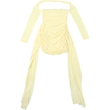 MB FASHION Mesh Ruched Mini Dress with Arm Sleeves 4947