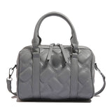 EVERY FASHION Quilted Barrel Satchel with Dual Handles and Crossbody Strap