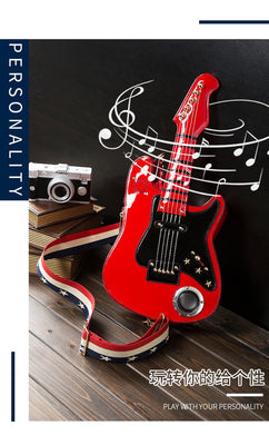 EVERY FASHION Guitar Shaped Crossbody Bag with Speaker Design & Star Strap 9275