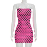 MB FASHION Polka Dot Strapless Bodycon Mini Dress