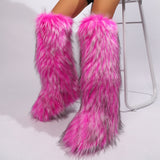 EVERY FASHION Knee-High Faux Fur Boots 008 TY
