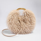 EVERY FASHION Round Shaggy Faux Fur Handbag
