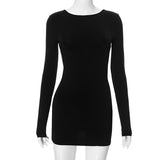 MB FASHION Long Sleeve Cut-Out Mini Dress – Side Cutout Open Back Bodycon Dress 345