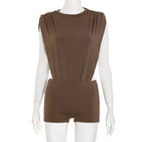 MB FASHION Ruched Shoulder Romper 2 pcs Set 135