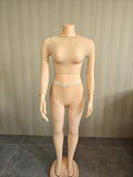 MB FASHION Sheer Mesh Mock-Neck Crop Top & High-Waist Tights Set 1477