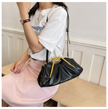 EVERY FASHION Ruched Gold-Frame Shoulder Bag