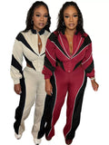 MB FASHION Cropped Zip-Up Tracksuit Set with Contrast Panels 5062