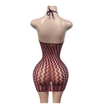 MB FASHION Sexy Zigzag Halter Neck Bodycon Mini Dress 88700