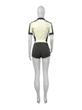 MB FASHION Zip-Up Short Sleeve Crop Jacket and Shorts Active Set 5011