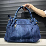 EVERY FASHION Blue Denim Angel Rhinestone Tote