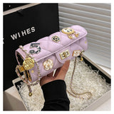 Every Fashion Quilted Mini Shoulder Bag with Decorative Charms