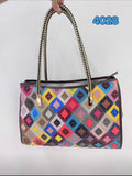 EVERY FASHION Colorful Geometric Diamond Patchwork Tote Bag