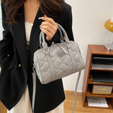EVERY FASHION Quilted Barrel Satchel with Dual Handles and Crossbody Strap