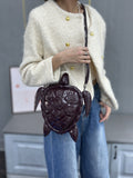 EVERY FASHION Turtle Shaped Handbag - Novelty Embossed Turtle Purse with Structured Shell Design