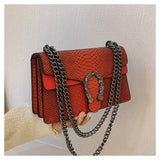 Every Fashion Textured Chain Shoulder Bag with Metal Buckle Detail