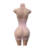 MB FASHION Sexy Zigzag Halter Neck Bodycon Mini Dress 88700