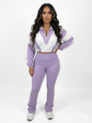 EVERY FASHION Zip-Up Crop Jacket & High-Waist Jogger Set MB 5015LY