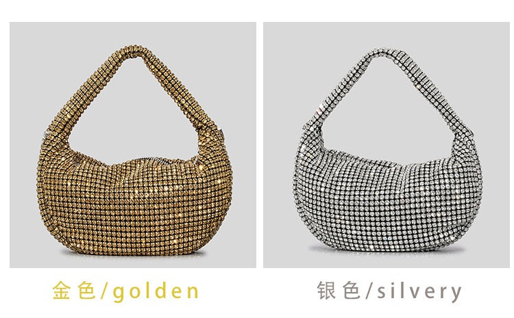 EVERY FASHION Sparkly Rhinestone Crystal Mesh Hobo Bag