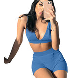 MB FASHION Ribbed Bralette and High-Waisted Biker Shorts Set 2421T