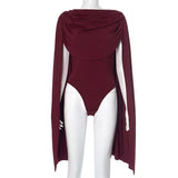 MB FASHION Draped Cape Sleeve Bodysuit 670