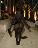 MB FASHION Sexy Black Floral Lace Full-Body Catsuit Jumpsuit 1473