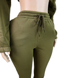 MB FASHION Cropped Quarter-Zip Lounge Set with Drawstring Pants 5069