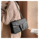 Every Fashion Textured Chain Shoulder Bag with Metal Buckle Detail