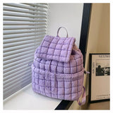 EVERY FASHION Quilted Puffer Backpack with Flap Closure