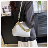 EVERY FASHION Structured Frame Handbag with Oversized Chain Accent