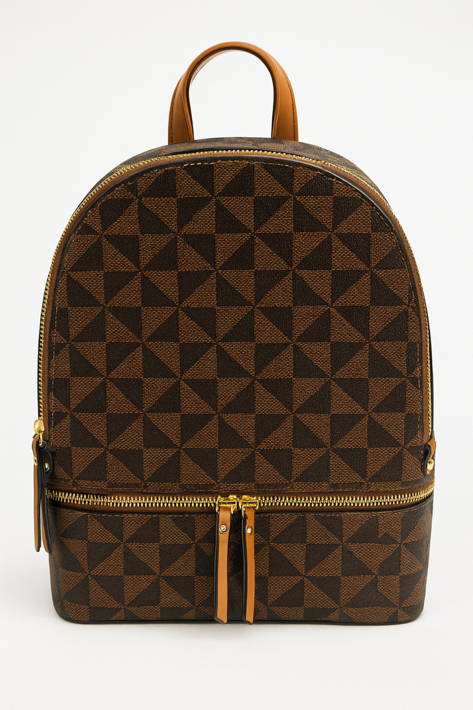 Every Backpack EVERY FASHION Geometric Pattern Backpack with Dual Zipper Compartments ...