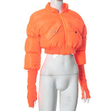 MB FASHION Cropped Puffer Jacket with Extended Sleeve Detail 405
