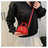 Every Fashion Mini Patent Dome Handbag with Top Handles and Crossbody Strap