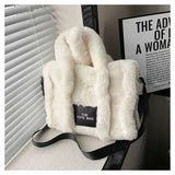 EVERY FASHION Plush Faux Fur Tote Bag with Top Handles