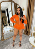 MB FASHION Sheer Mesh Long Sleeve Corset Romper with Tiered Ruffles 8207