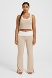 MB FASHION Two-Piece Contrast Trim Crop Tank Top and Flared Pants Set 3639LY