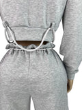 MB FASHION Two-Piece Drawstring Lounge Set – Cropped Zip-Up Hoodie & High-Waist Wide Leg Balloon Joggers 5072